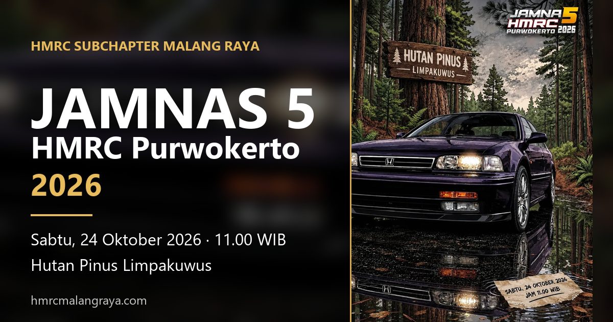 Banner Jamnas 5 HMRC Purwokerto 2026, Sabtu 24 Oktober 2026 di Hutan Pinus Limpakuwus